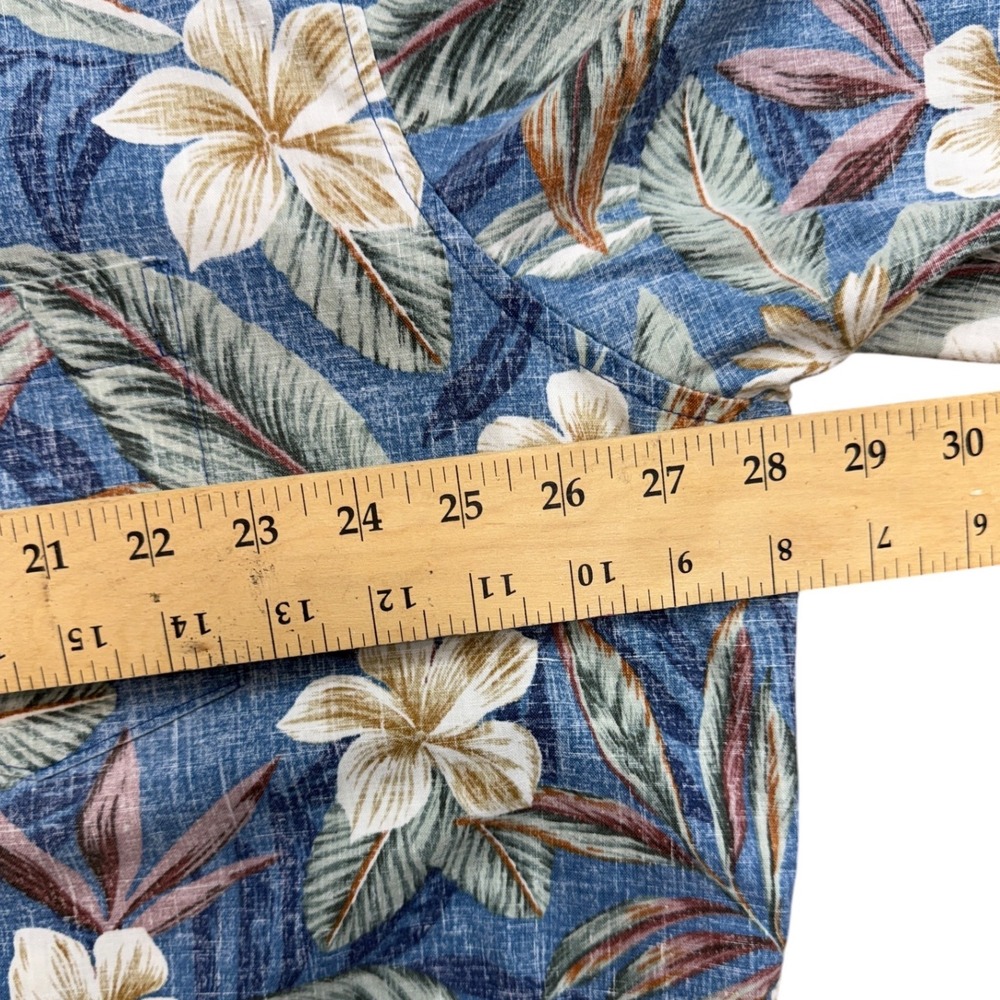 Reyn Spooner Mens 3XL Blue Floral Hibiscus Hawaiian Button Down Shirt Tropical - Picture 5 of 10